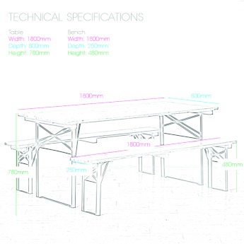 Beer Table & Bench Set (1800 x 800 Standard)